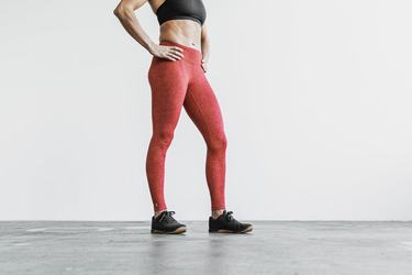 Nobull Mid-Rise Plush Heather Women's Tights Red | Australia (HI3150)